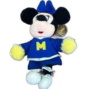 Vintage Minnie Mouse Cheerleader Pom Pom Plush Keyring - 6 inches